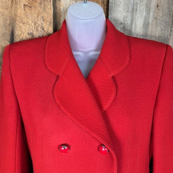 Emanuel Ungaro Red Wool/Silk Double Fitted Blazer - Size 4 - Picture 2 of 13